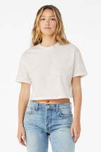 Front View of VtgWhite BELLA+CANVAS Women's Jersey Crop Tee BC6482