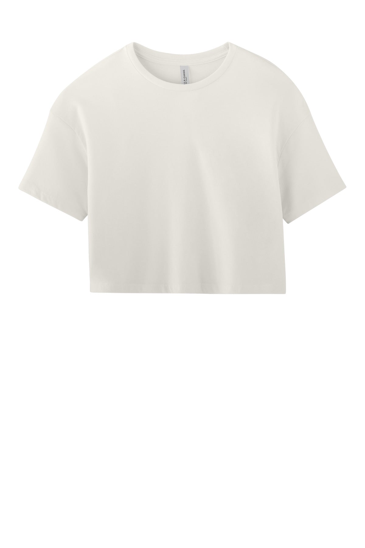 Front View of VtgWhite BELLA+CANVAS Women's Jersey Crop Tee BC6482