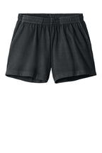 Front View of WashedBlk BELLA+CANVAS Women's Heavyweight Garment-Dyed Short BC6824GD