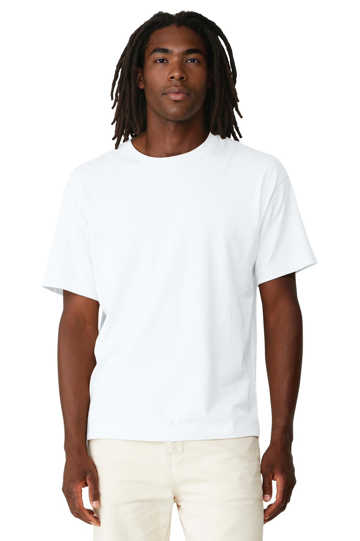 Front View of White BELLA+CANVAS Unisex 6-Ounce Heavyweight Tee BC3010