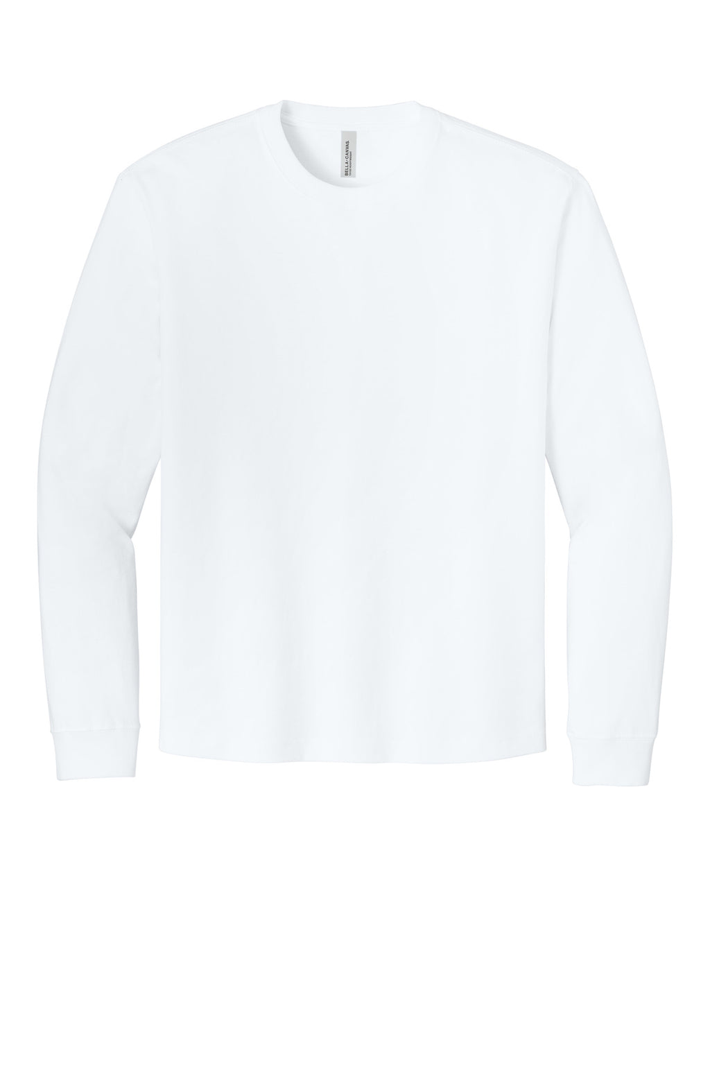Front View of White BELLA+CANVAS Unisex 7.5-Ounce Heavyweight Long Sleeve Tee BC4651