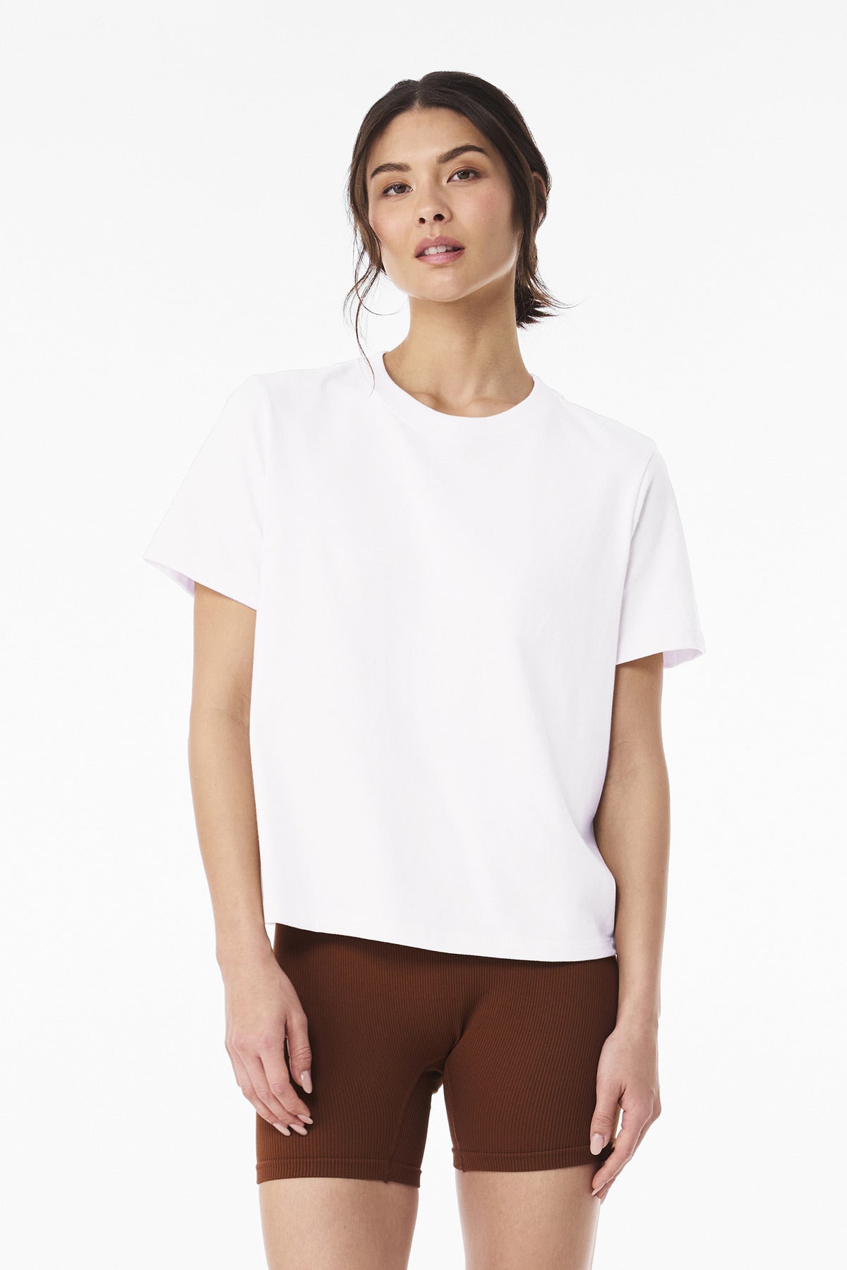 Front View of White BELLA+CANVAS Women's 6-Ounce Heavyweight Tee BC6110