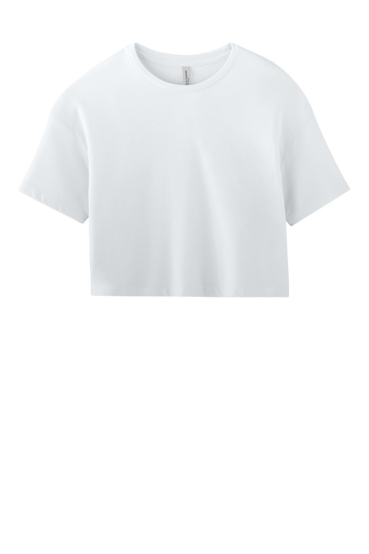 Front View of White BELLA+CANVAS Women's Jersey Crop Tee BC6482