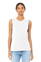 Front View of White BELLA+CANVAS Women's Jersey Muscle Tank. BC6003