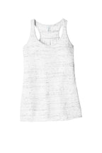 Front View of White Marble BELLA+CANVAS Women's Flowy Racerback Tank. BC8800