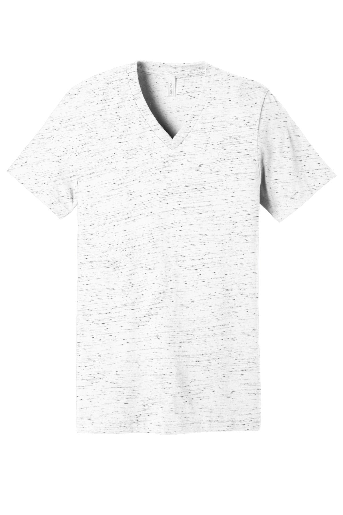Front View of WhiteMrbl BELLA+CANVAS Unisex Textured Jersey V-Neck Tee BC3655