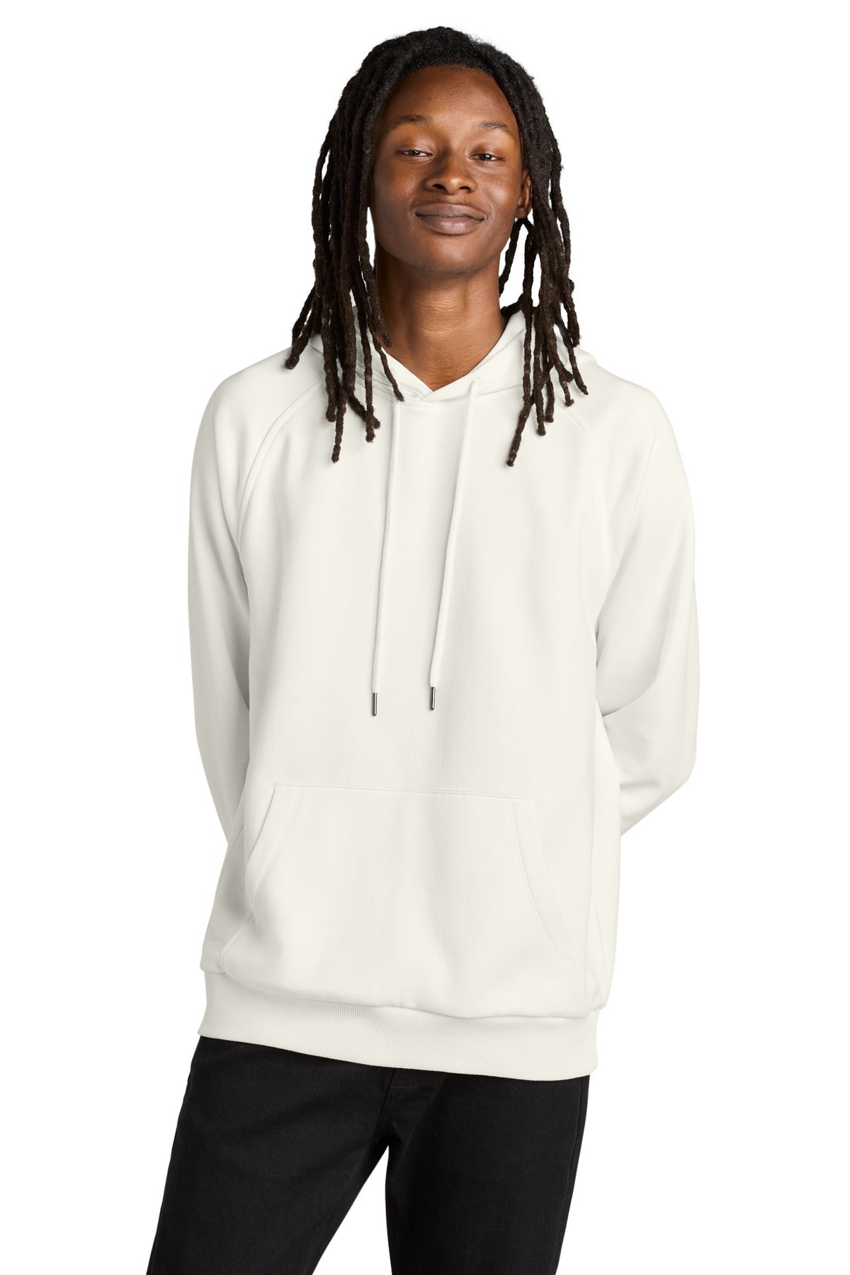 Front View of WhiteSand Allmade Unisex Organic CVC Fleece Pullover Hoodie AL5000