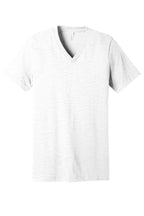 Front View of WhiteSlub BELLA+CANVAS Unisex Textured Jersey V-Neck Tee BC3655