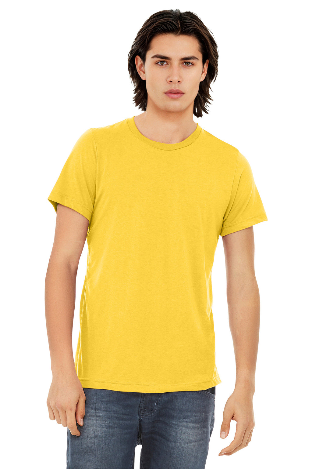 Front View of Yellw Gld TB BELLA+CANVAS Unisex Triblend Short Sleeve Tee. BC3413