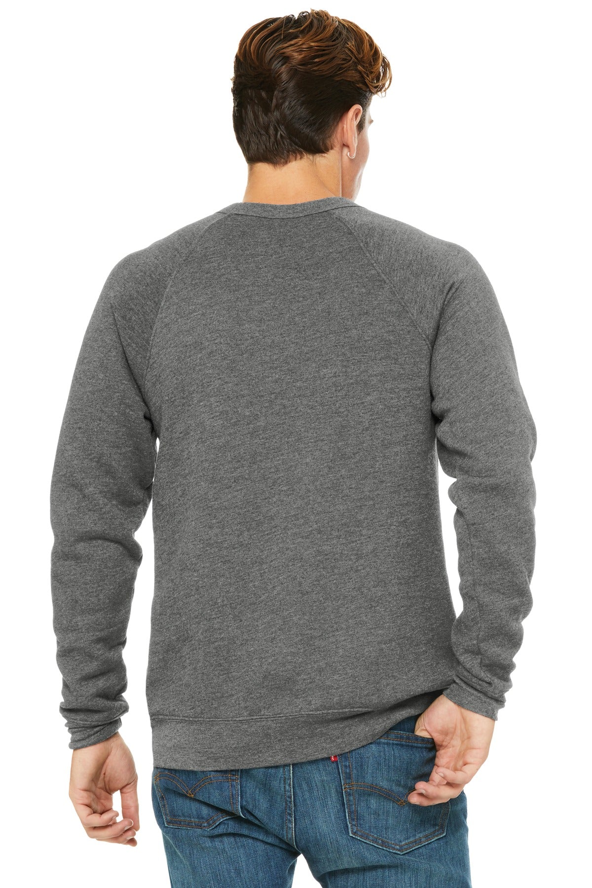Grey TB BELLA+CANVAS Unisex Sponge Fleece Raglan Sweatshirt. BC3901