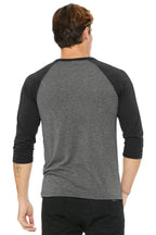Grey/CharBk TB BELLA+CANVAS Unisex 3/4-Sleeve Baseball Tee. BC3200