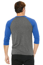 Grey/TruRoy TB BELLA+CANVAS Unisex 3/4-Sleeve Baseball Tee. BC3200