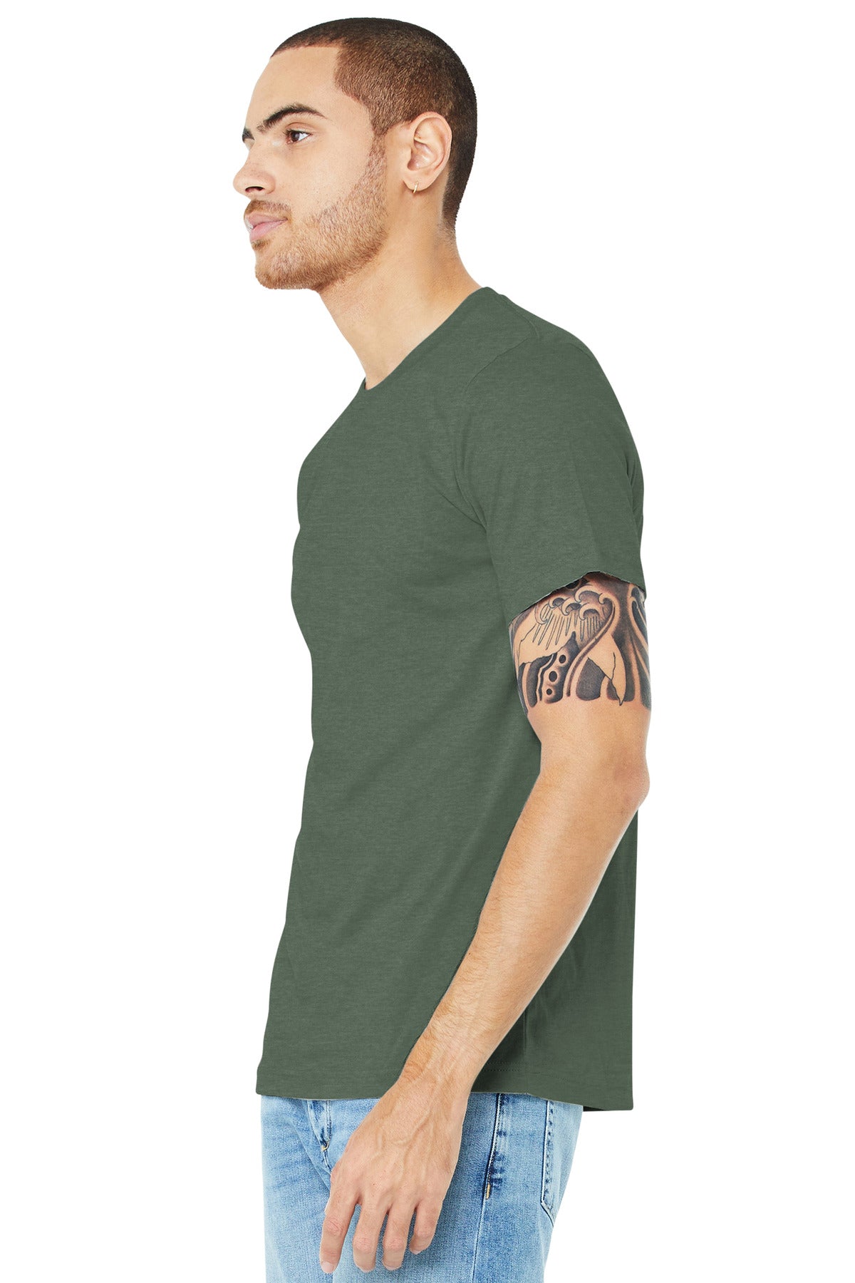 Ht Military Gn BELLA+CANVAS Unisex Heather CVC Short Sleeve Tee. BC3001CVC