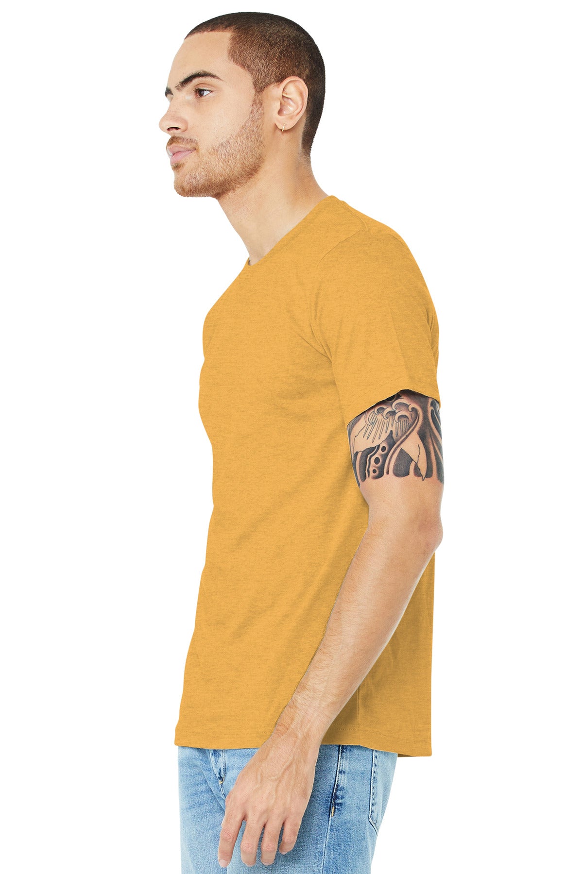 Ht Mustard BELLA+CANVAS Unisex Heather CVC Short Sleeve Tee. BC3001CVC