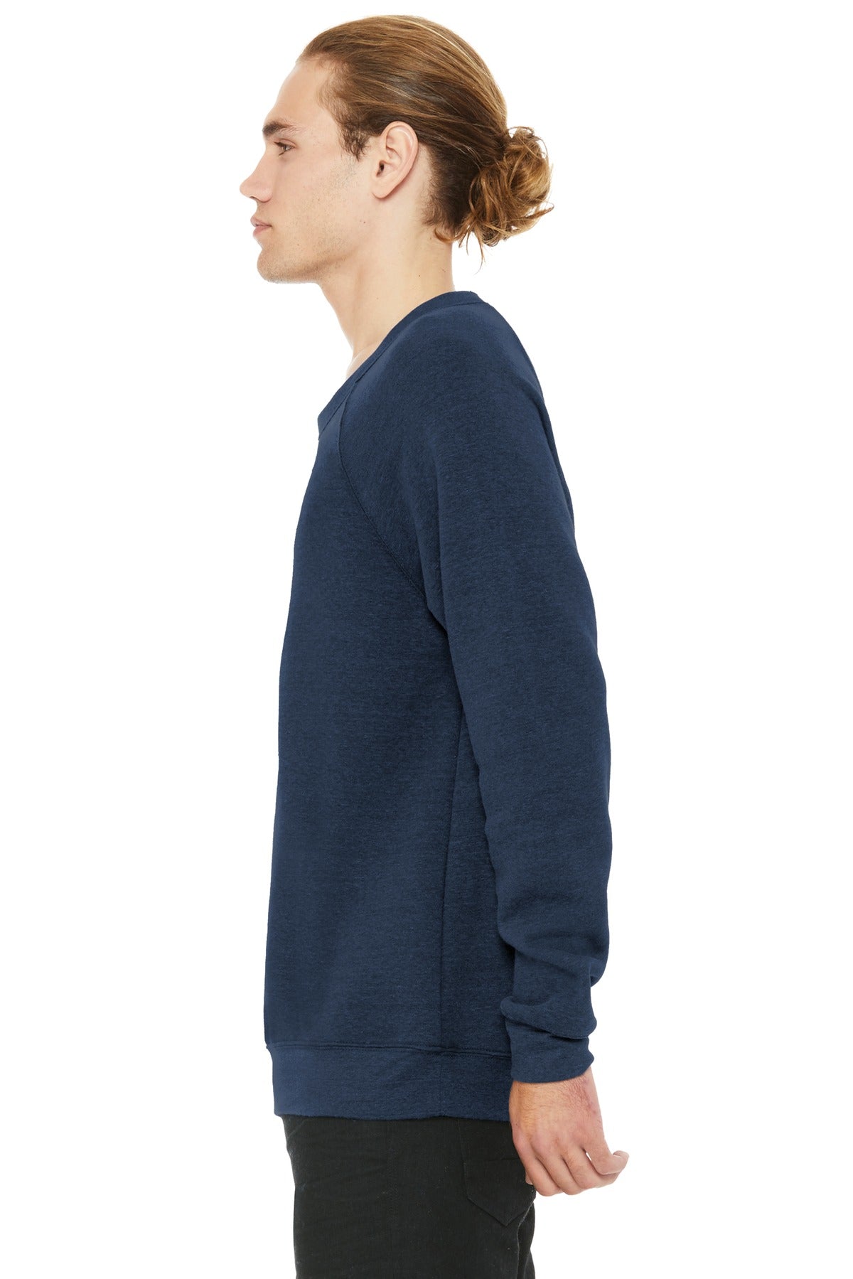 Ht Navy BELLA+CANVAS Unisex Sponge Fleece Raglan Sweatshirt. BC3901