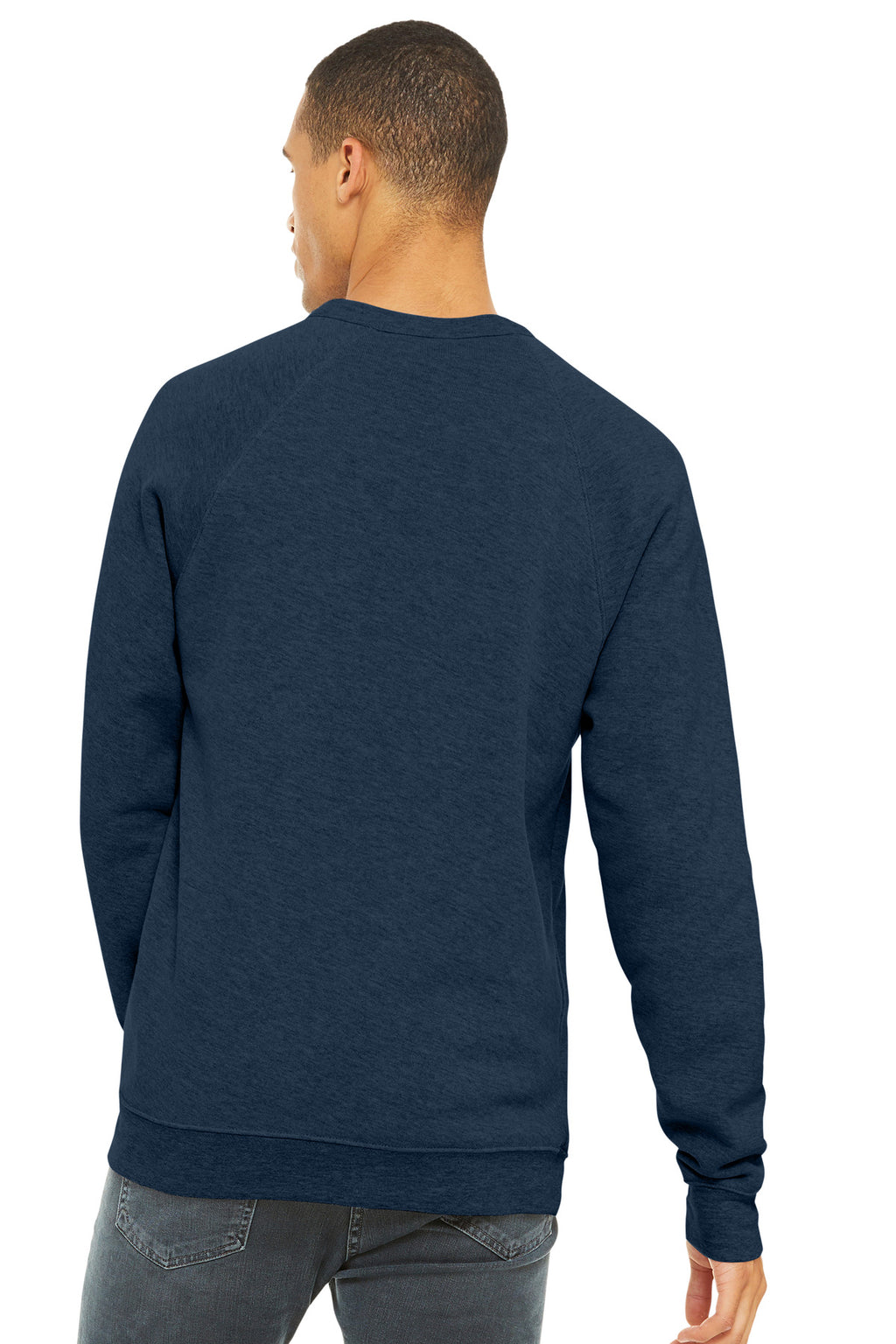 Ht Navy BELLA+CANVAS Unisex Sponge Fleece Raglan Sweatshirt. BC3901