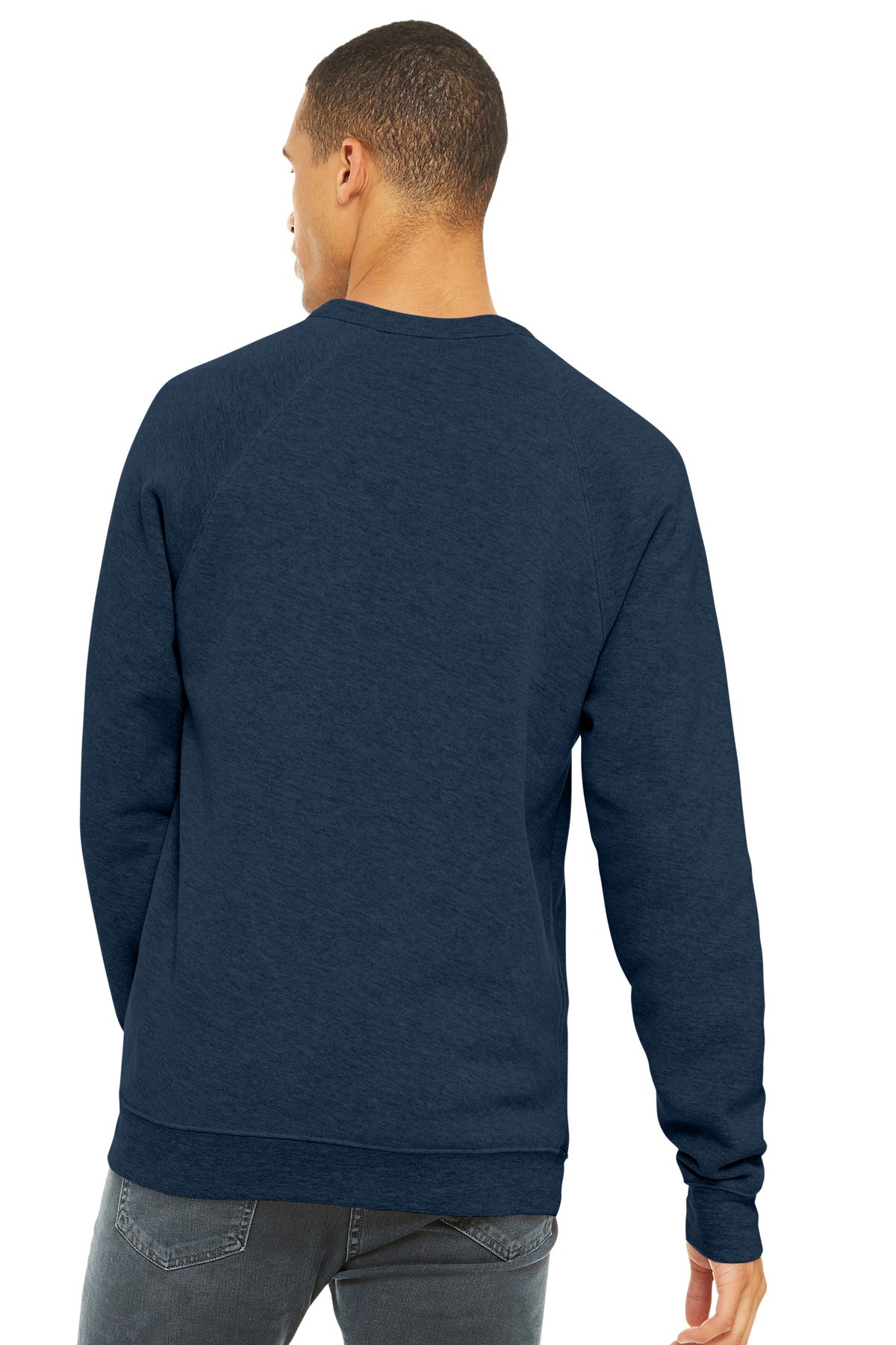 Ht Navy BELLA+CANVAS Unisex Sponge Fleece Raglan Sweatshirt. BC3901