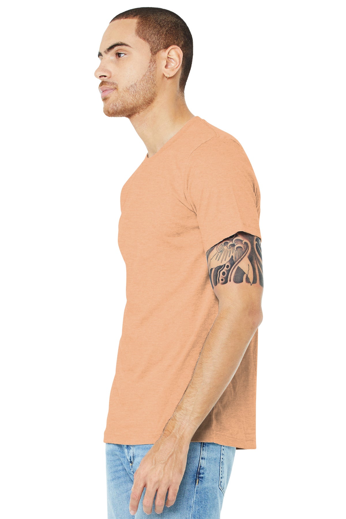 Ht Peach BELLA+CANVAS Unisex Heather CVC Short Sleeve Tee. BC3001CVC