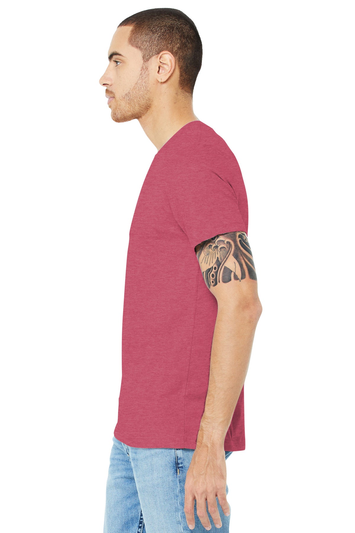 Ht Raspberry BELLA+CANVAS Unisex Heather CVC Short Sleeve Tee. BC3001CVC