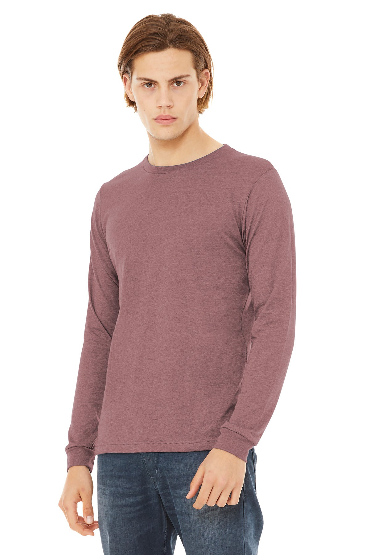 HthrMauve BELLA+CANVAS Unisex Heather CVC Long Sleeve Tee BC3501CVC