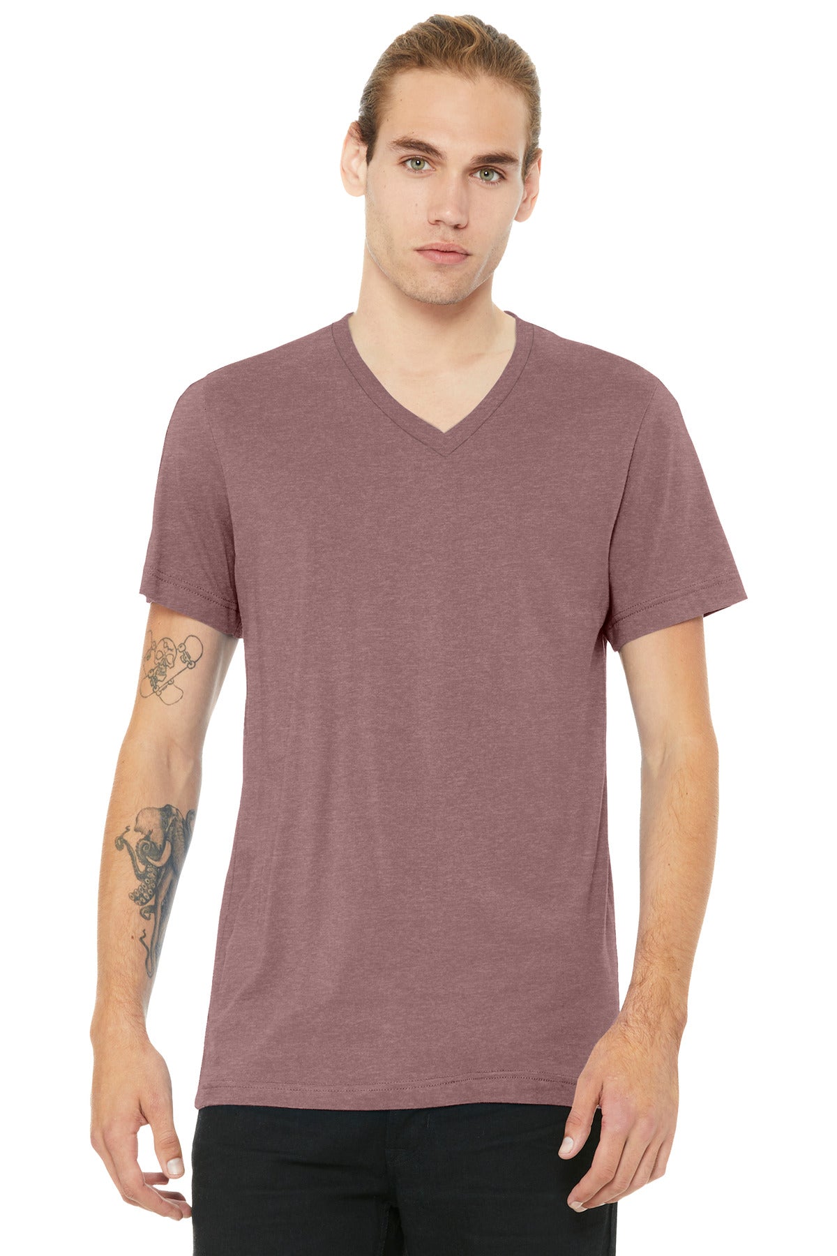 HthrMauve BELLA+CANVAS Unisex Heather CVC V-Neck Tee BC3005CVC
