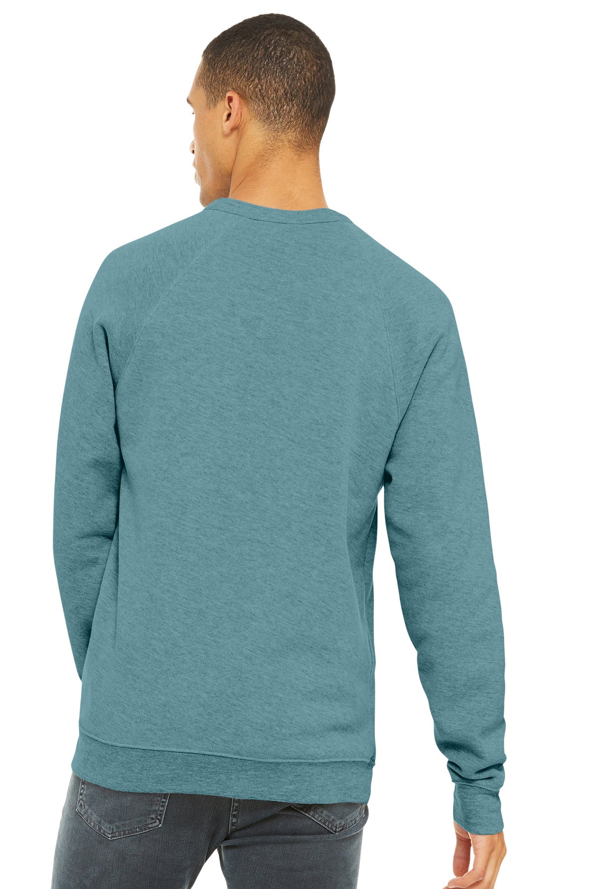 HtrBluLagn BELLA+CANVAS Unisex Sponge Fleece Raglan Sweatshirt. BC3901