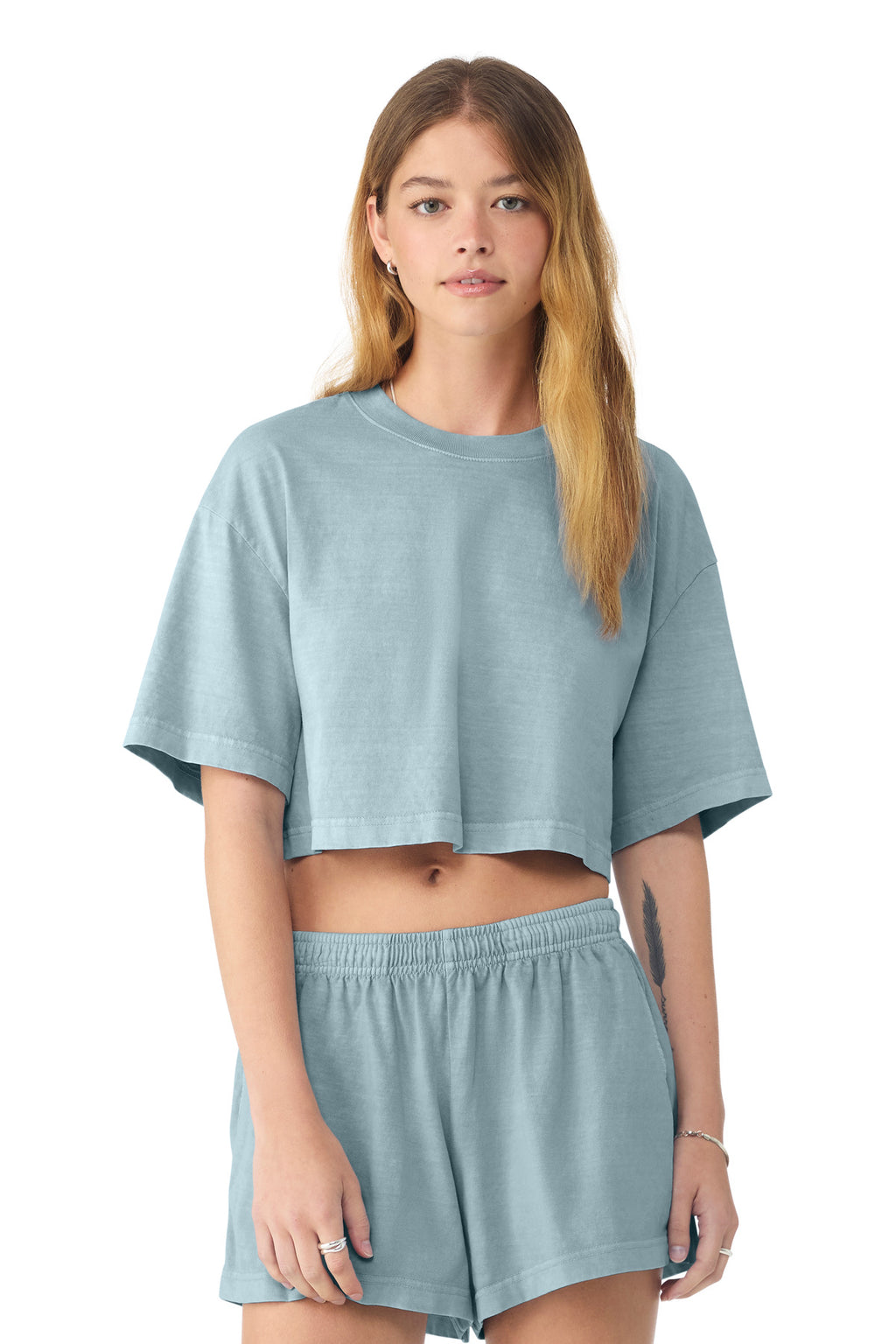 LtWsdDenim BELLA+CANVAS Women's Heavyweight Garment-Dyed Cropped Tee BC6882GD