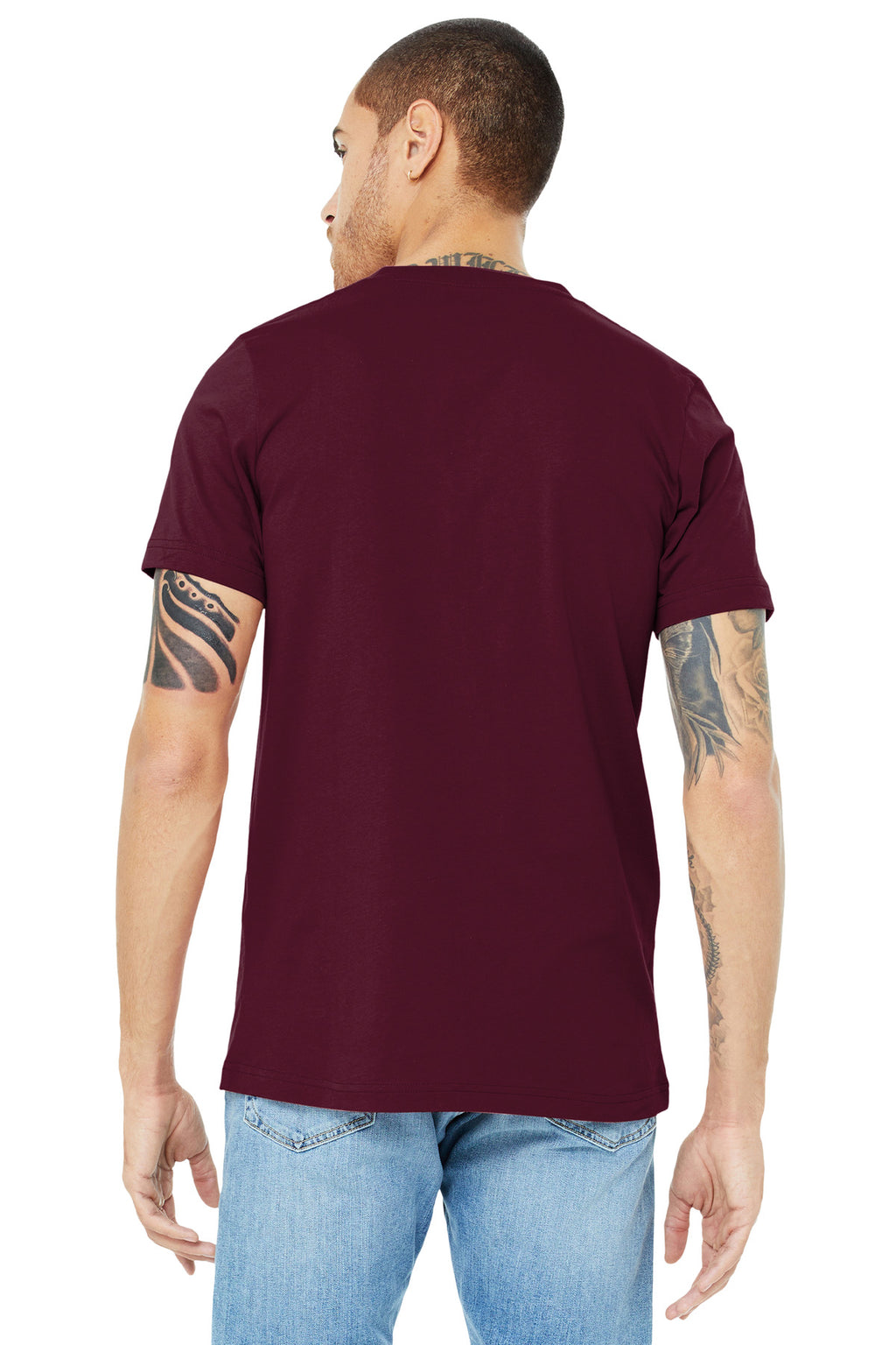 Maroon BELLA+CANVAS Unisex Jersey Short Sleeve V-Neck Tee. BC3005