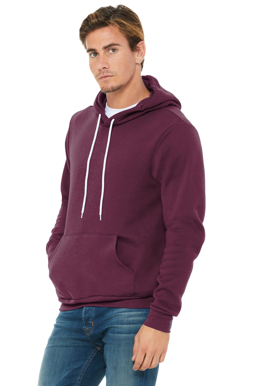 Maroon BELLA+CANVAS Unisex Sponge Fleece Pullover Hoodie. BC3719