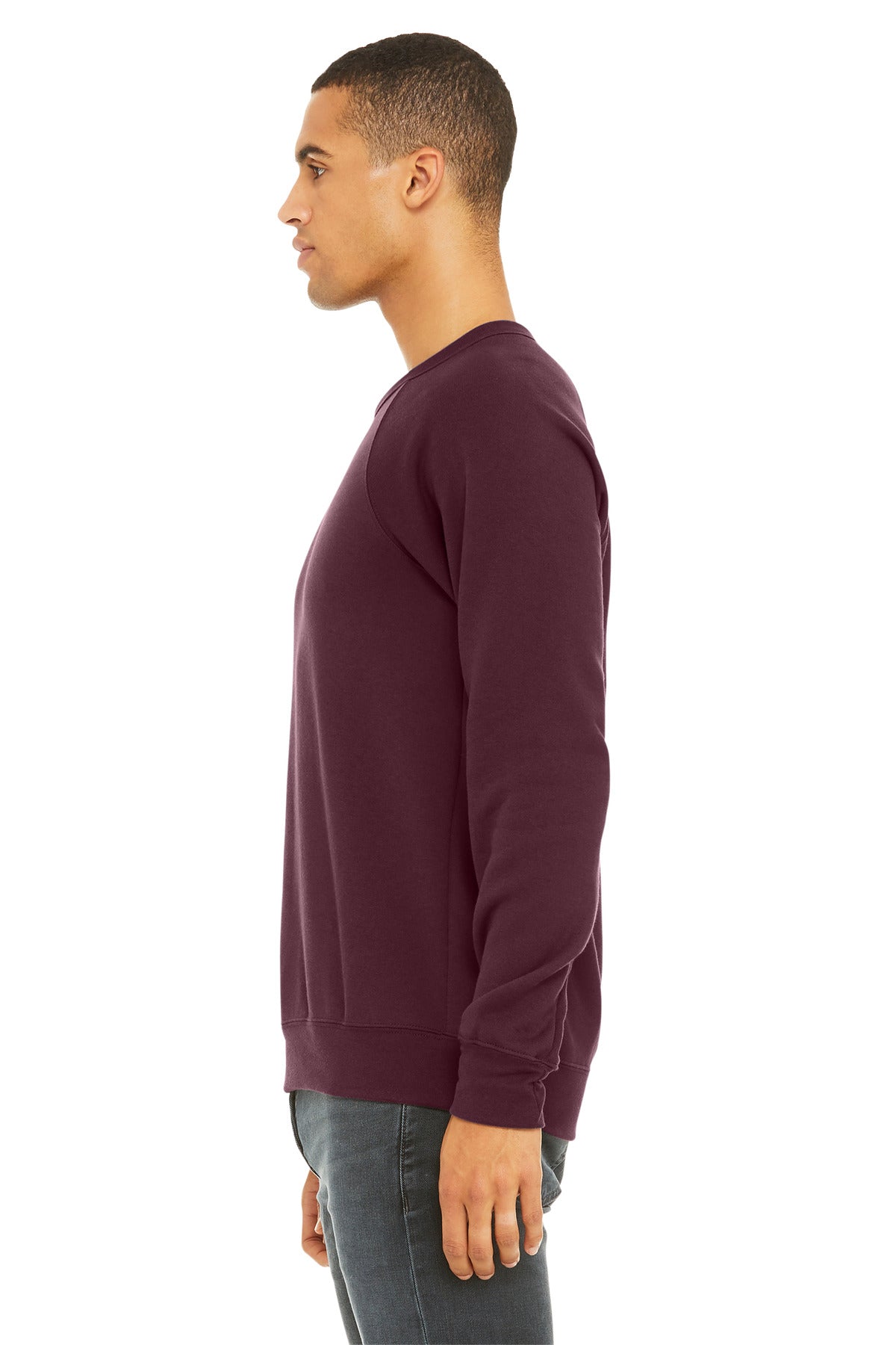 Maroon BELLA+CANVAS Unisex Sponge Fleece Raglan Sweatshirt. BC3901