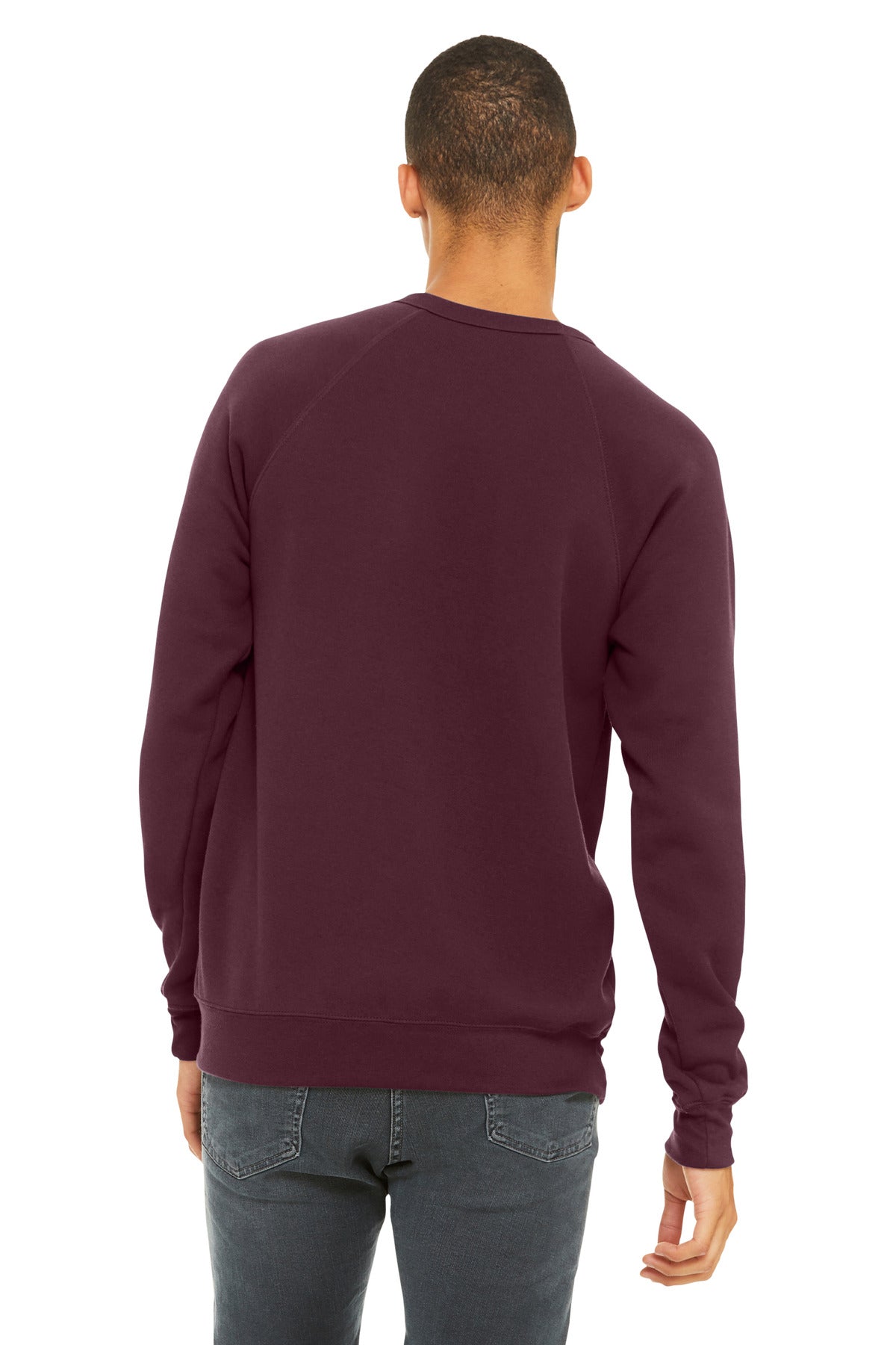 Maroon BELLA+CANVAS Unisex Sponge Fleece Raglan Sweatshirt. BC3901