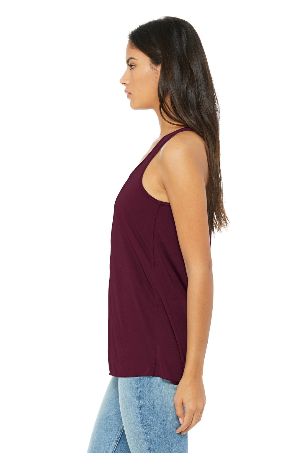Maroon BELLA+CANVAS Women's Flowy Racerback Tank. BC8800
