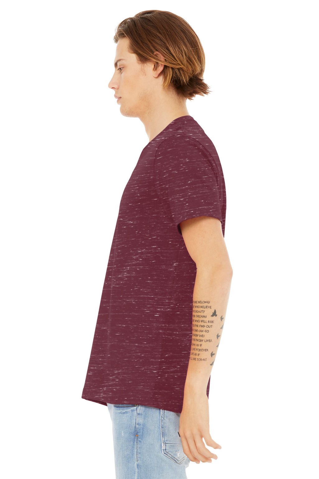 MaroonMrbl BELLA+CANVAS Unisex Textured Jersey V-Neck Tee BC3655