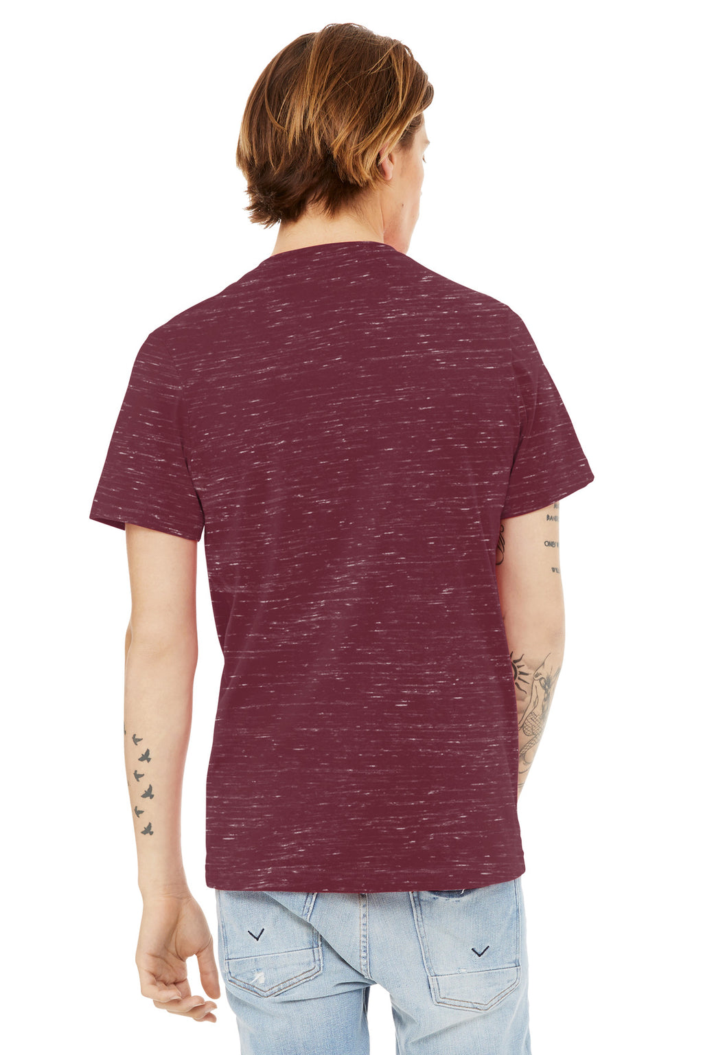 MaroonMrbl BELLA+CANVAS Unisex Textured Jersey V-Neck Tee BC3655