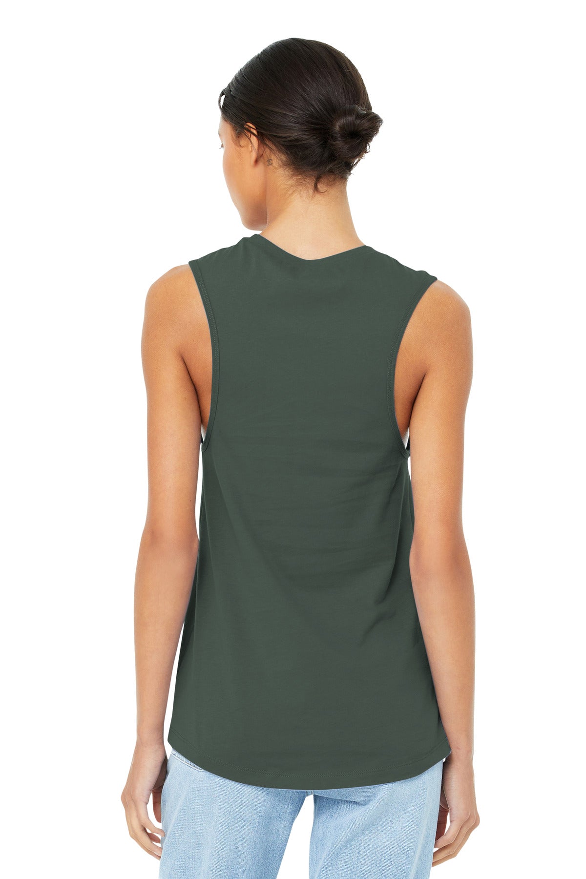 Military Green BELLA+CANVAS Women's Jersey Muscle Tank. BC6003