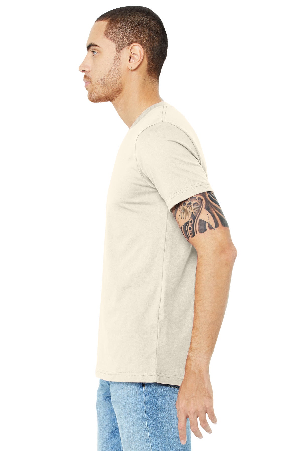 Natural BELLA+CANVAS Unisex Jersey Short Sleeve V-Neck Tee. BC3005