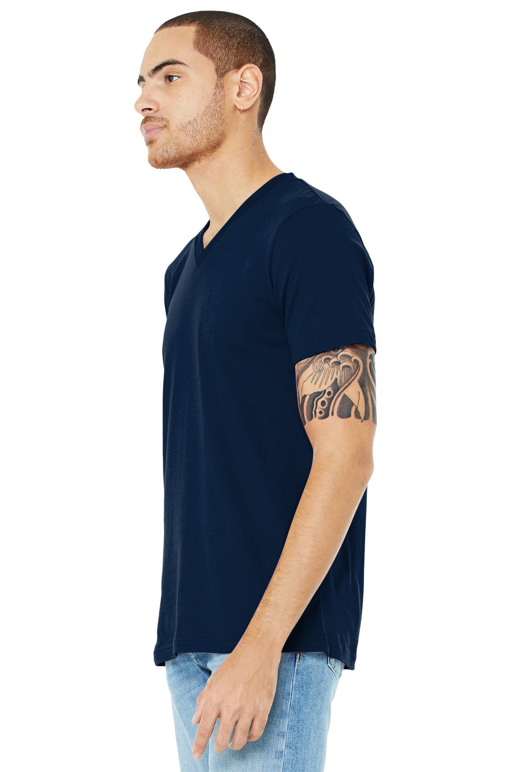 Navy BELLA+CANVAS Unisex Jersey Short Sleeve V-Neck Tee. BC3005