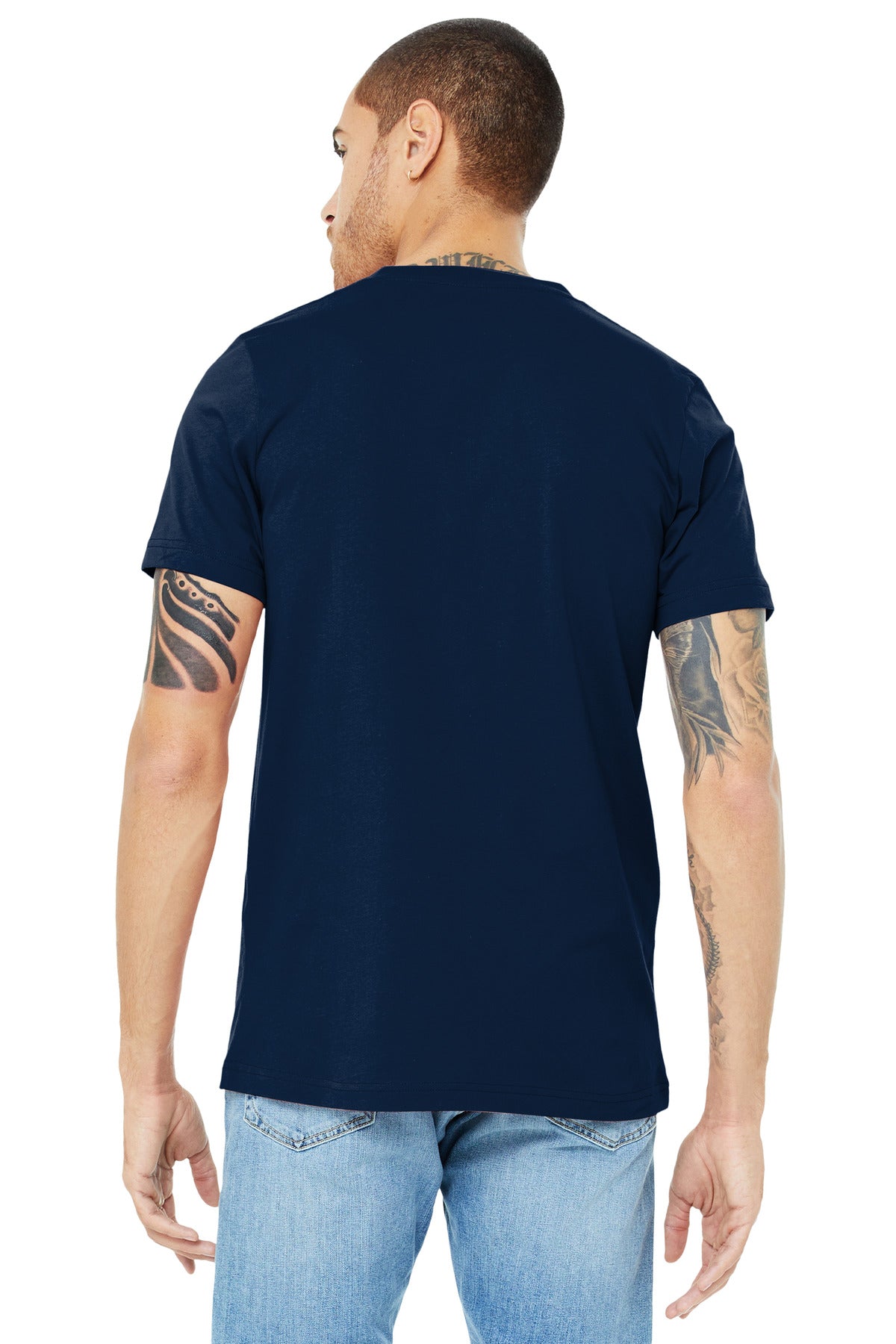 Navy BELLA+CANVAS Unisex Jersey Short Sleeve V-Neck Tee. BC3005