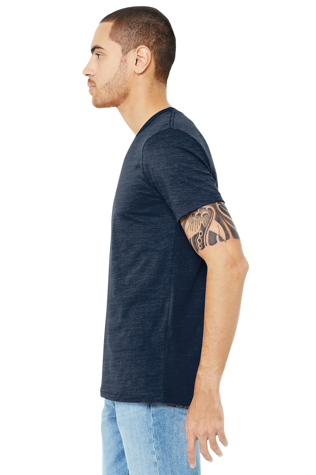 Navy Slub BELLA+CANVAS Unisex Jersey Short Sleeve V-Neck Tee. BC3005