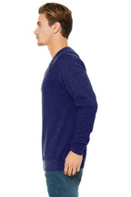 Navy TB BELLA+CANVAS Unisex Sponge Fleece Raglan Sweatshirt. BC3901