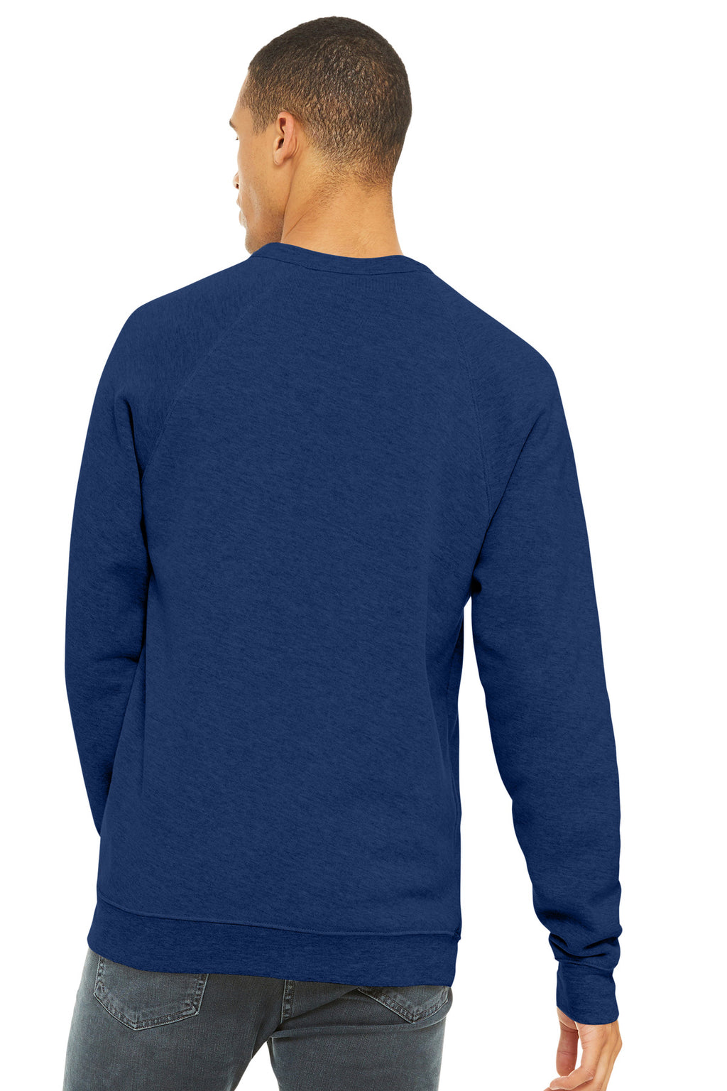 Navy TB BELLA+CANVAS Unisex Sponge Fleece Raglan Sweatshirt. BC3901
