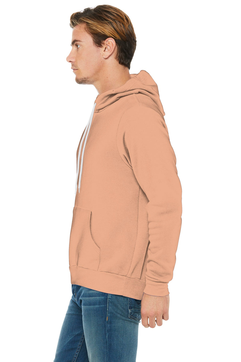 Peach BELLA+CANVAS Unisex Sponge Fleece Pullover Hoodie. BC3719