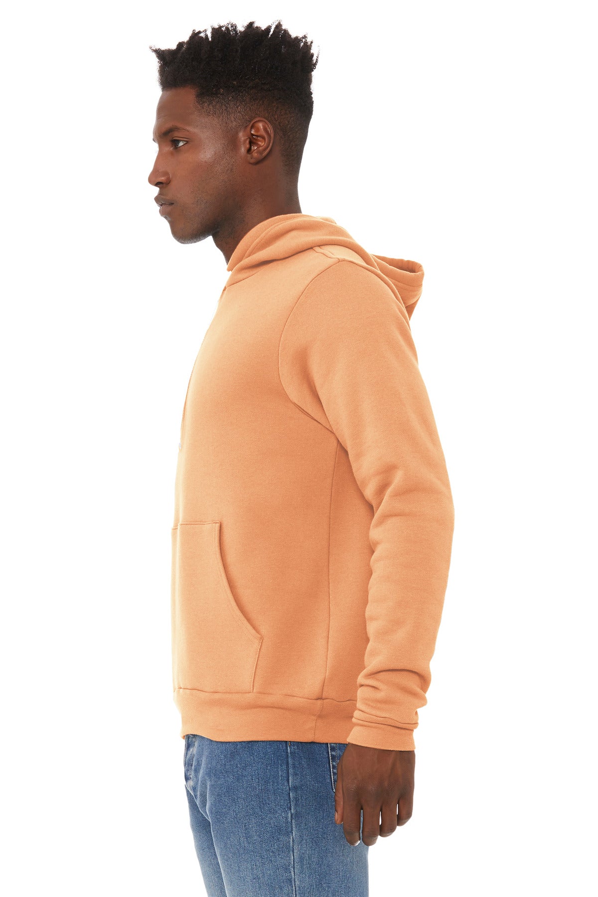Peach BELLA+CANVAS Unisex Sponge Fleece Pullover Hoodie. BC3719
