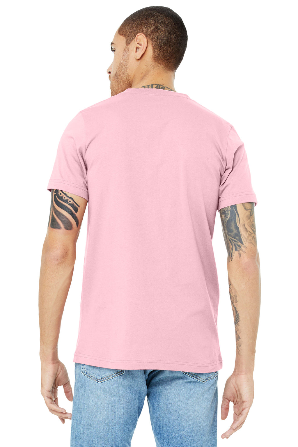 Pink BELLA+CANVAS Unisex Jersey Short Sleeve V-Neck Tee. BC3005