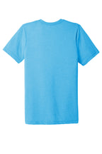 Rear View of Aqua TB BELLA+CANVAS Unisex Triblend Short Sleeve Tee. BC3413