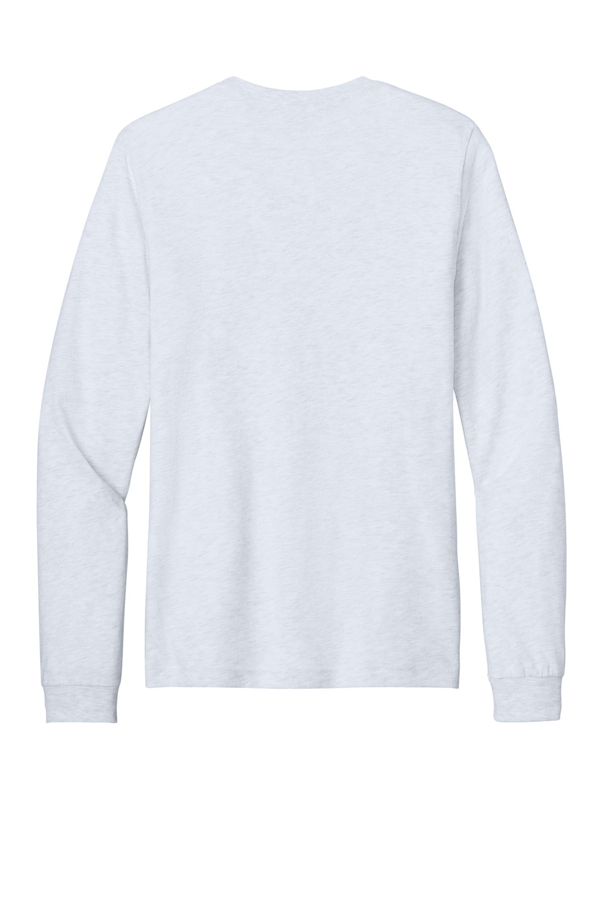 Rear View of Ash BELLA+CANVAS Unisex Jersey Long Sleeve Tee. BC3501