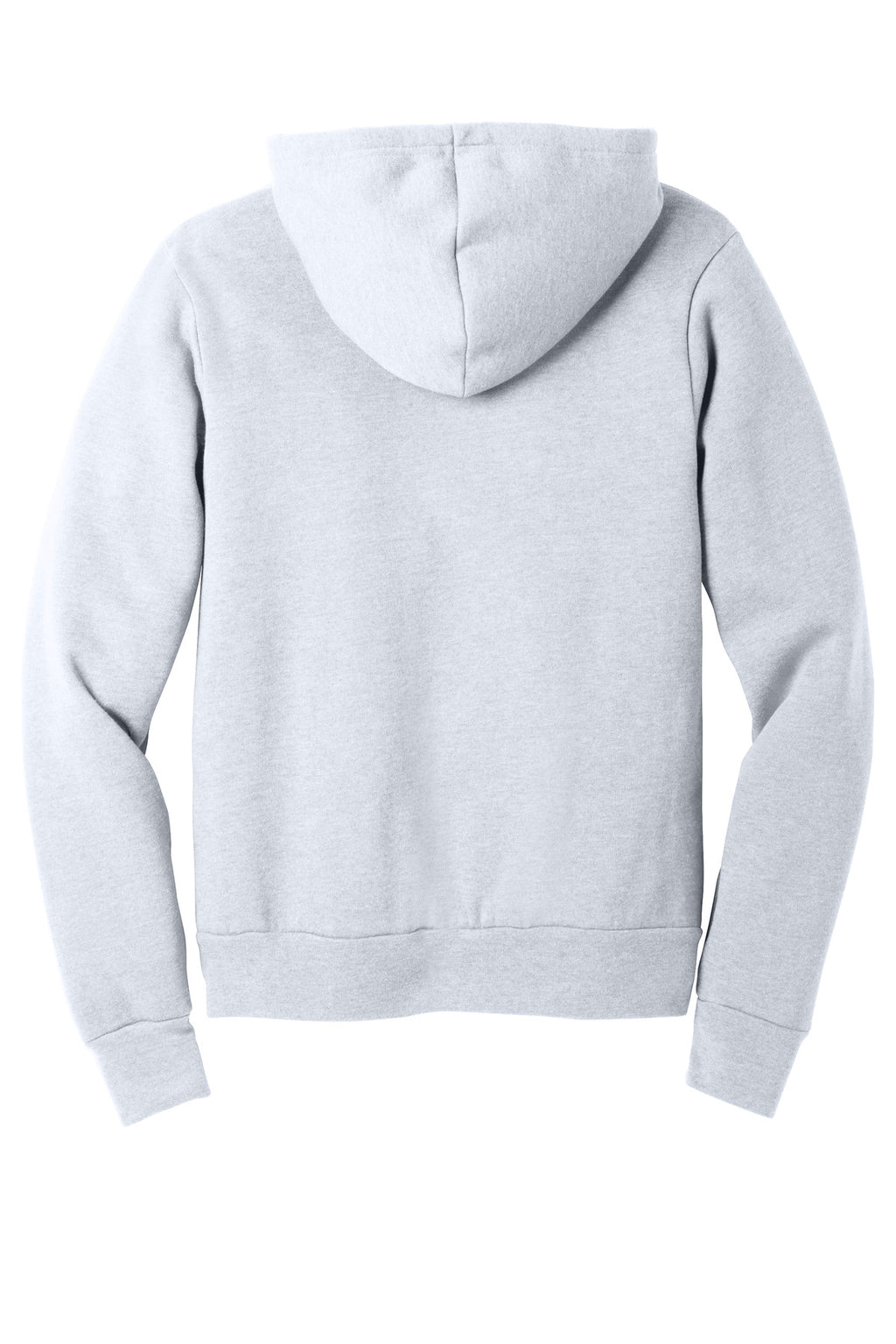 Rear View of Ash BELLA+CANVAS Unisex Sponge Fleece Pullover Hoodie. BC3719