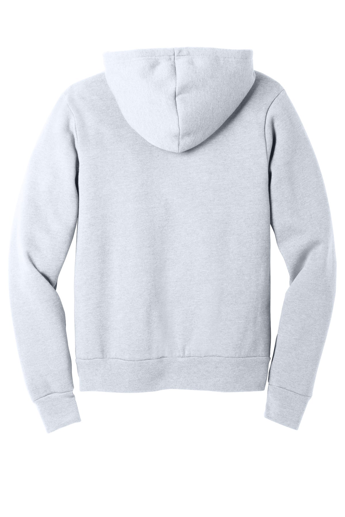 Rear View of Ash BELLA+CANVAS Unisex Sponge Fleece Pullover Hoodie. BC3719