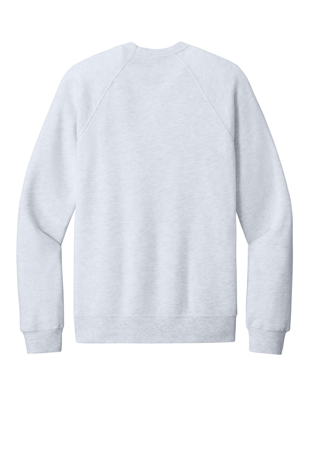 Rear View of Ash BELLA+CANVAS Unisex Sponge Fleece Raglan Sweatshirt. BC3901