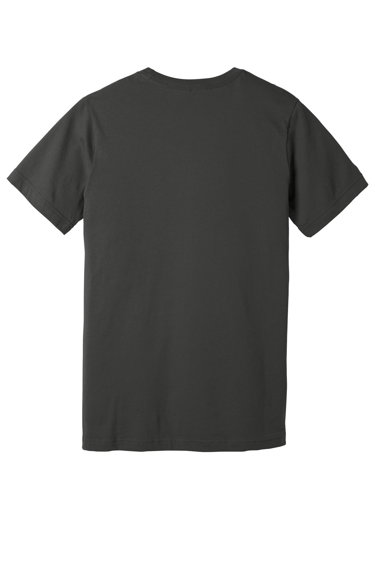 Rear View of Asphalt BELLA+CANVAS Unisex Jersey Short Sleeve V-Neck Tee. BC3005
